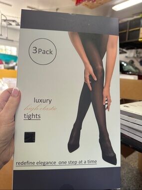 Luxury High Elastic Tights - Black (3 Pack)